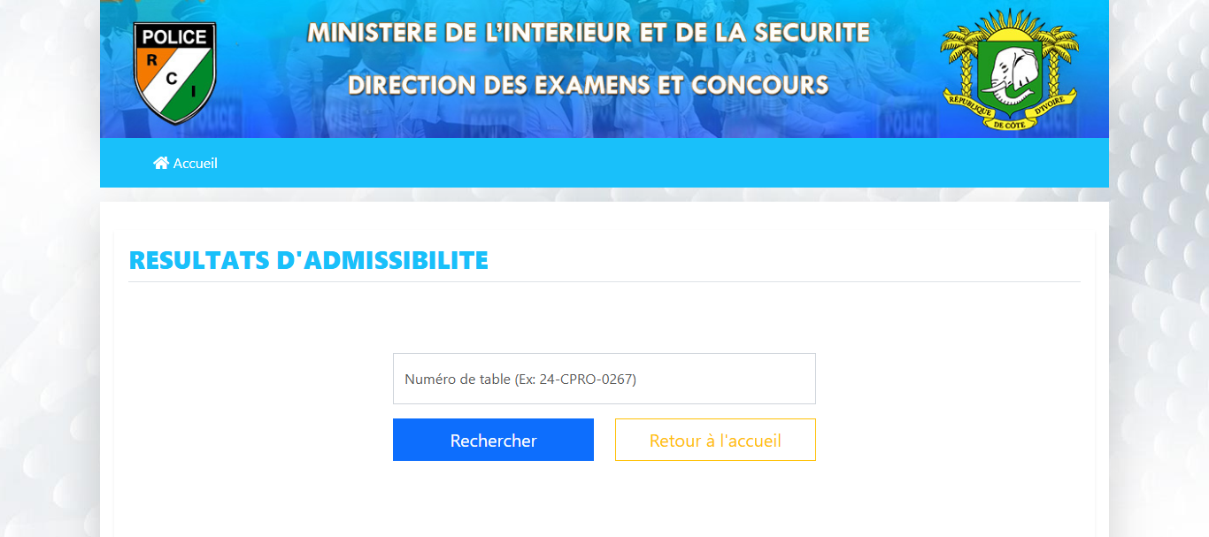 Résultats d'admissibilité concours Police CI 2024